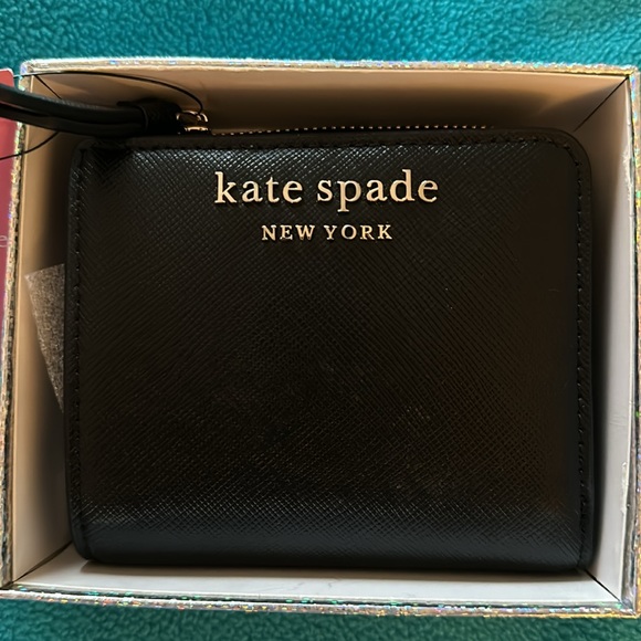 Kate Spade Cameron Small L-Zip Bifold Wallet - Black Leather Brand New Orig$139 - Picture 1 of 8